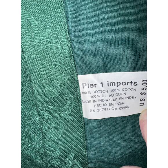 Set of 6 Pier 1 Imports Green Cotton Blend Placemats 13x19" Damask - Picture 5 of 5